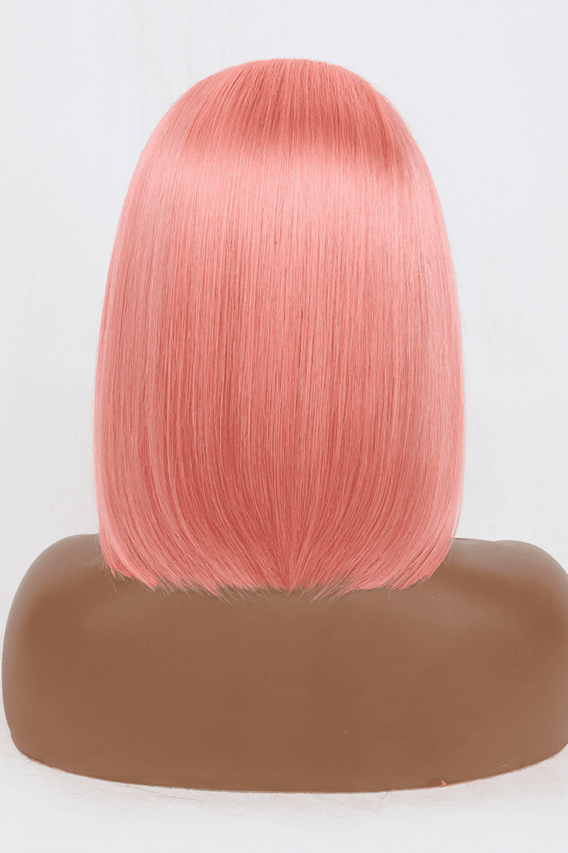 Embrace Vibrant Style: 12" 165g Lace Front Wigs in Rose Pink, 150% Density