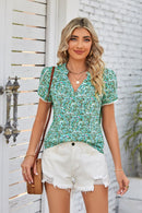 Floral Notched Neck Blouse | Burkesgarb - Effortless Elegance in Full Bloom