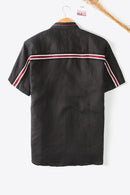 "Classic and Breathable: Buttoned Collared Neck Short Sleeve Linen Shirts by Burkesgarb"