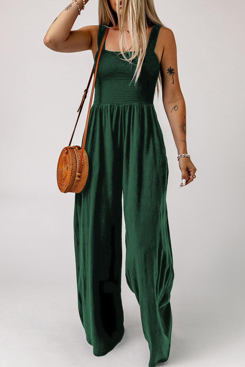 Effortlessly Chic: Square Neck Wide Leg Jumpsuit with Pockets