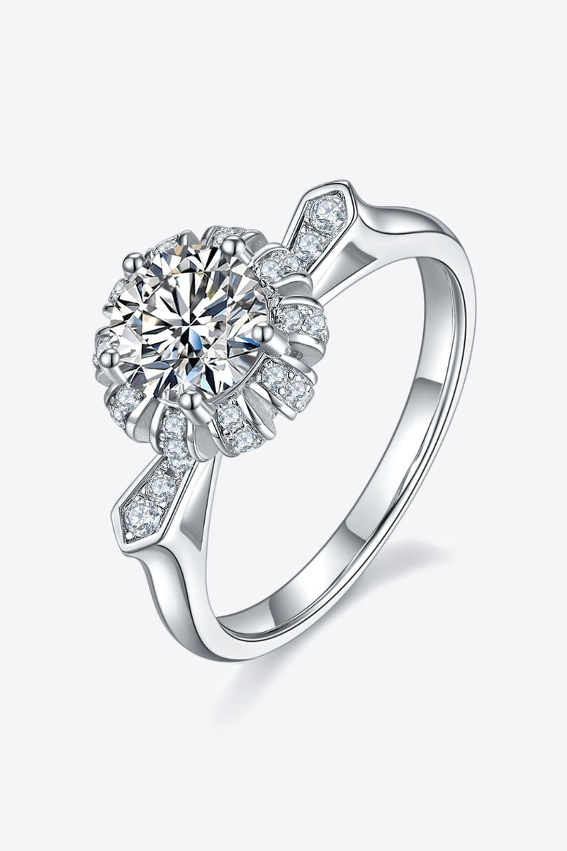 Timeless Brilliance: 1 Carat Moissanite 925 Sterling Silver Ring at Burkesgarb