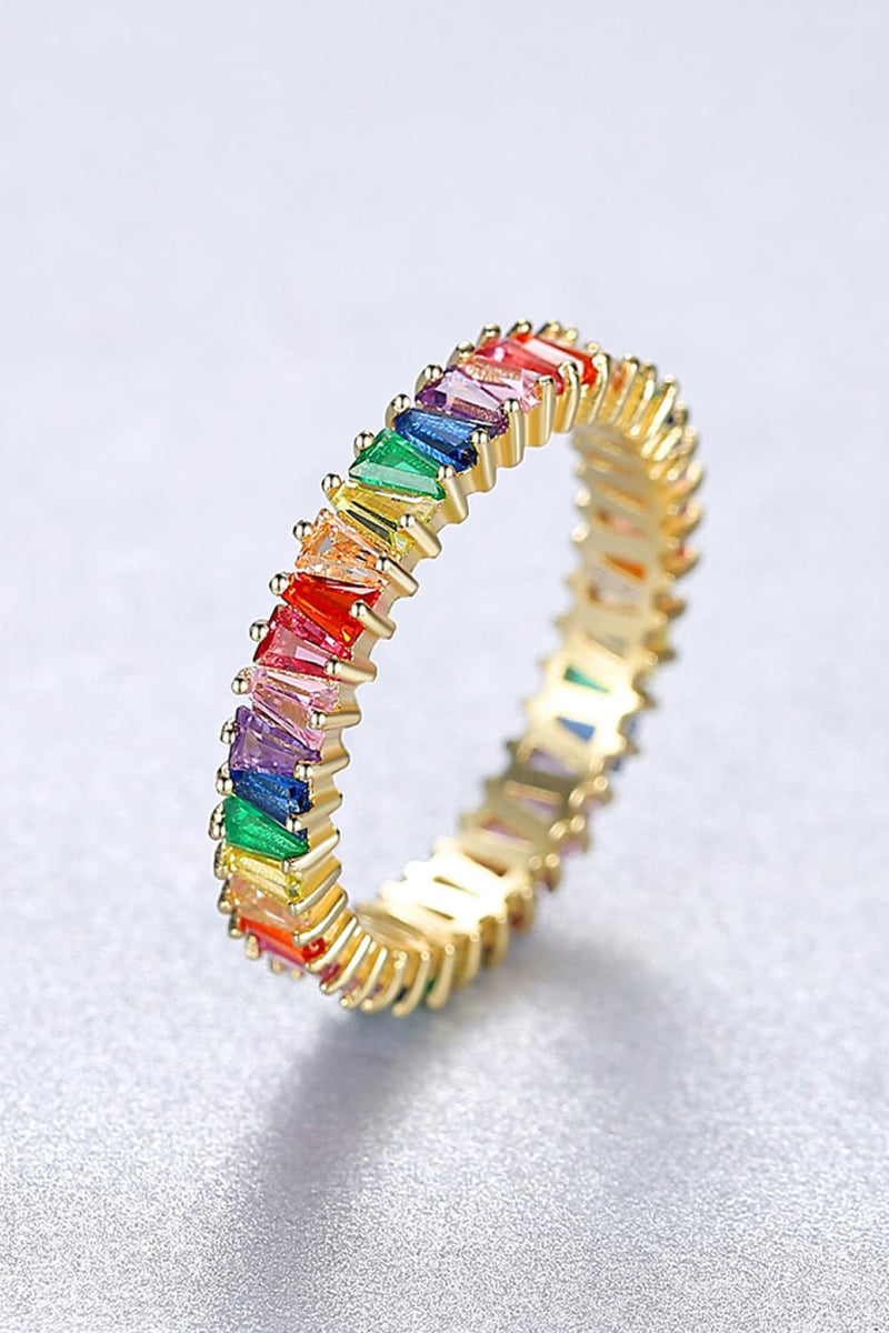 Vibrant Sparkle: Multicolored Cubic Zirconia 925 Sterling Silver Ring at Burkesgarb