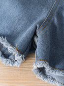 "Cute and Stylish: Girls Floral Cami and Belted Denim Shorts Set by Burkesgarb | Perfect Summer Outfit for Little Fashionistas"