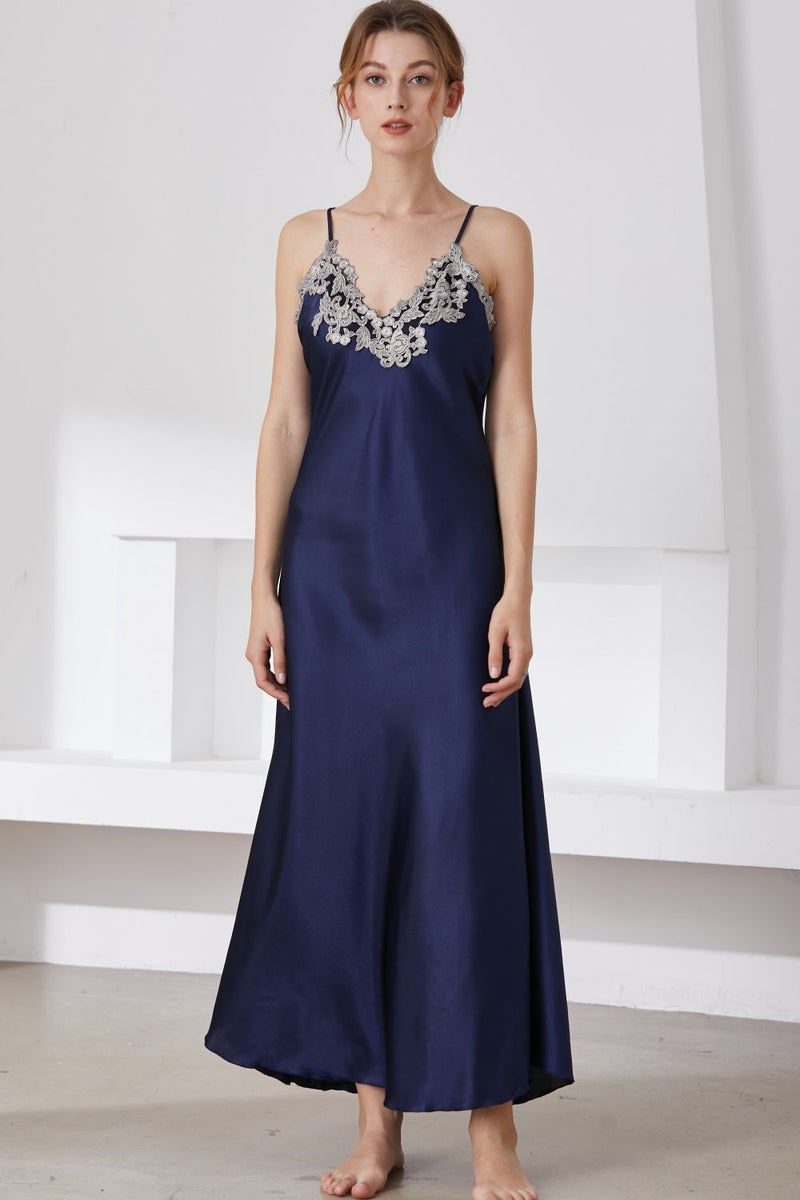 "Luxurious Comfort: Full Size Satin Night Dress at Burkesgarb