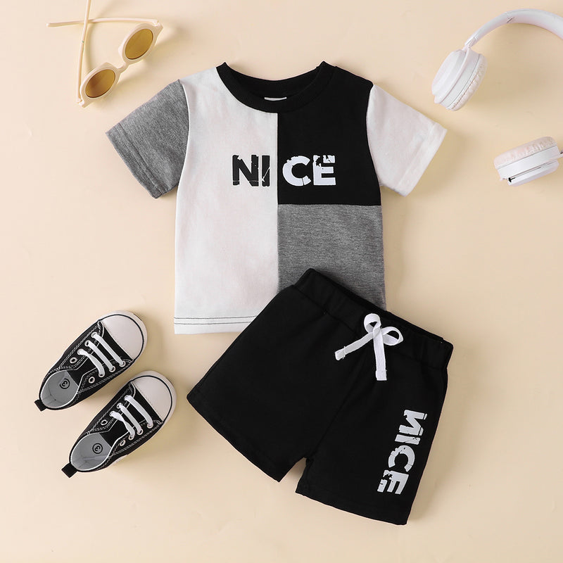 Stay Stylish and Comfortable with our NICE Color Block Tee and Shorts Set