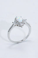 Radiant Beauty: Platinum-Plated Opal and Zircon Ring at Burkesgarb