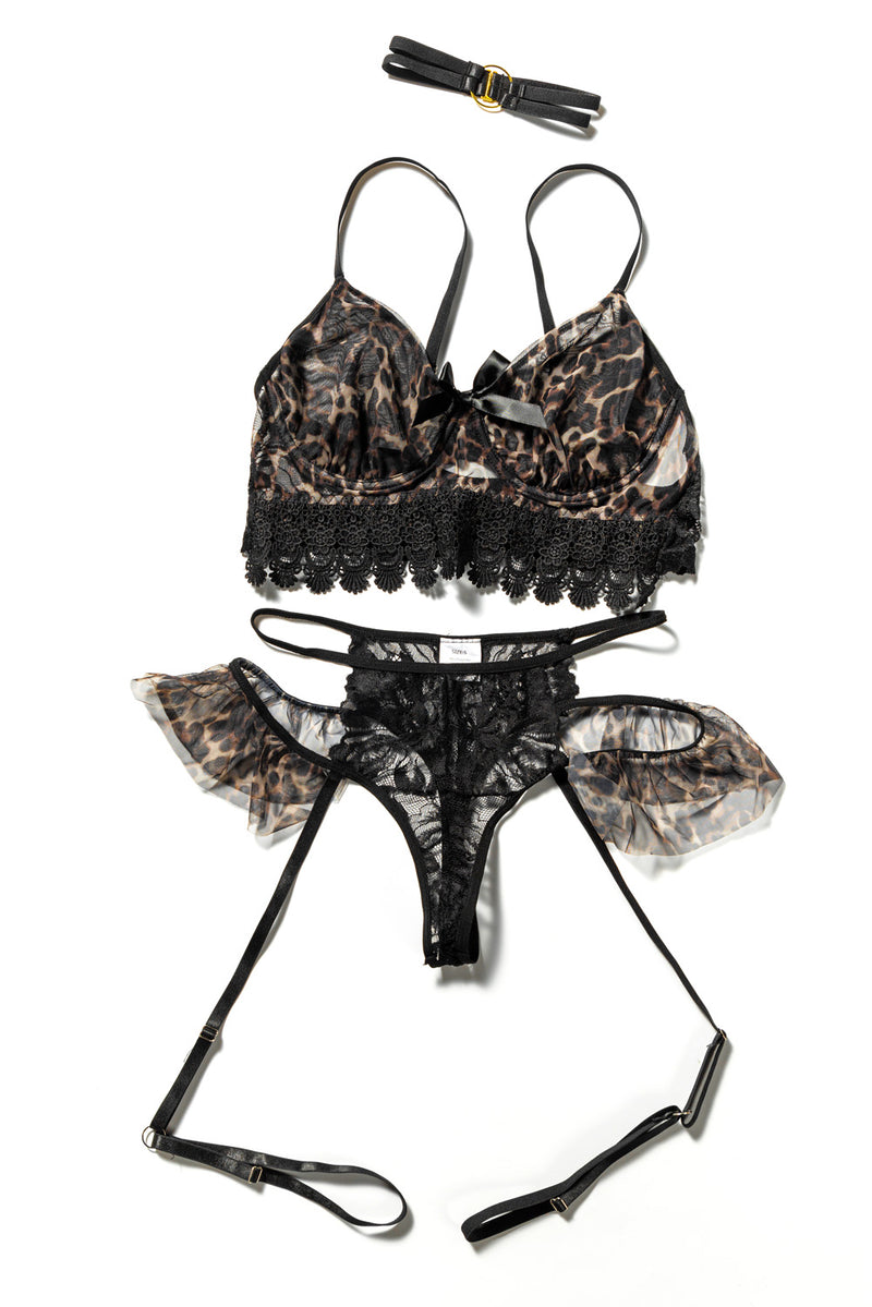 Leopard Spliced Lace Lingerie Set: Unleash Your Wild Side