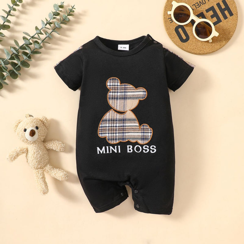 Adorable Confidence: Baby MINI BOSS Short Sleeve Romper at Burkesgarb