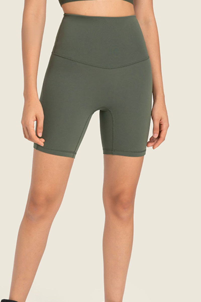 Sleek and Comfortable: Seamless High-Rise Wide Waistband Biker Shorts at Burkesgarb