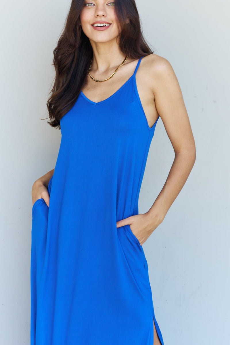 Embrace Elegance and Comfort with a Royal Blue Side Slit Maxi Dress