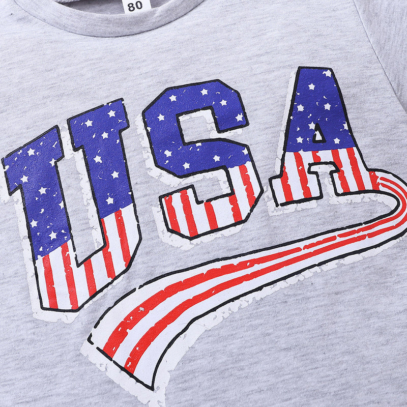 Kids USA Graphic Tee and Star and Stripe Shorts Set