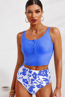 "Flattering and Stylish: Square Neck Tankini Set by Burkesgarb | Comfortable and Fashionable Swimwear for Women"