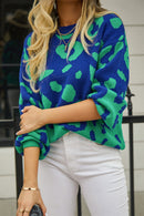 Embrace Effortless Style with the Leopard Round Neck Dropped Shoulder Sweater at Burkesgarb