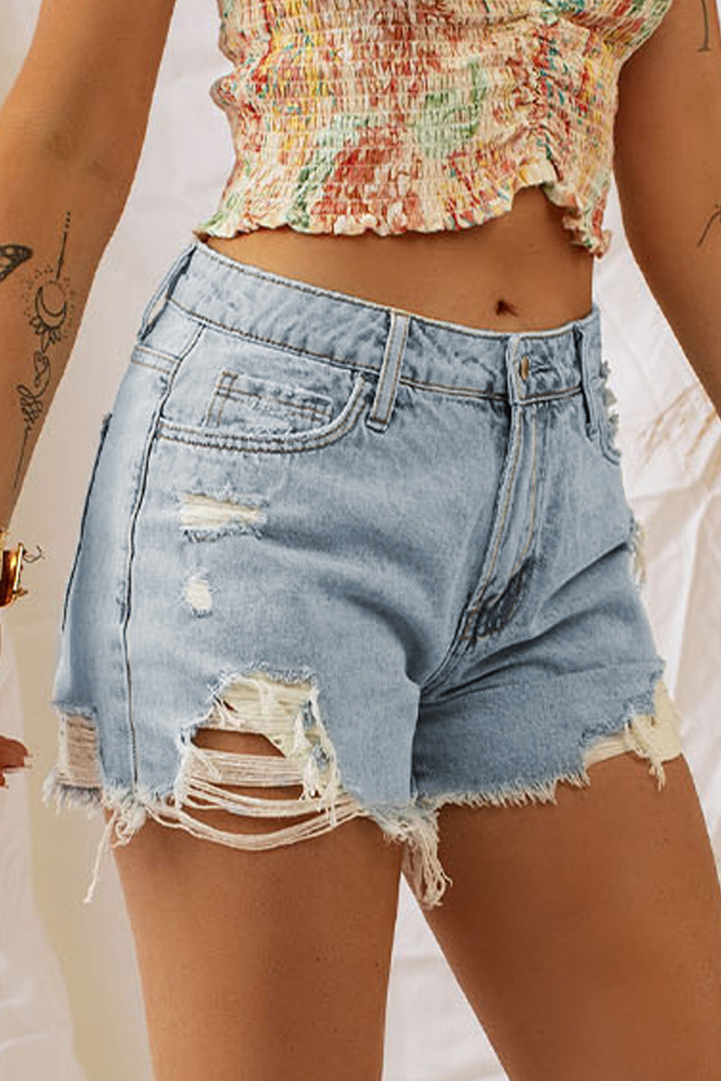 "Effortlessly Stylish: Distressed Denim Shorts by Burkesgarb | Trendy and Comfortable Bottoms"