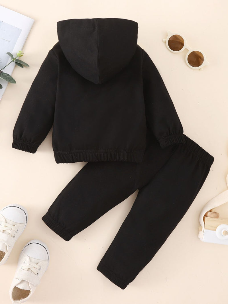 Adorable and Stylish: Baby Two-Tone Hoodie and "Little Boss" Joggers Set at Burkesgarb