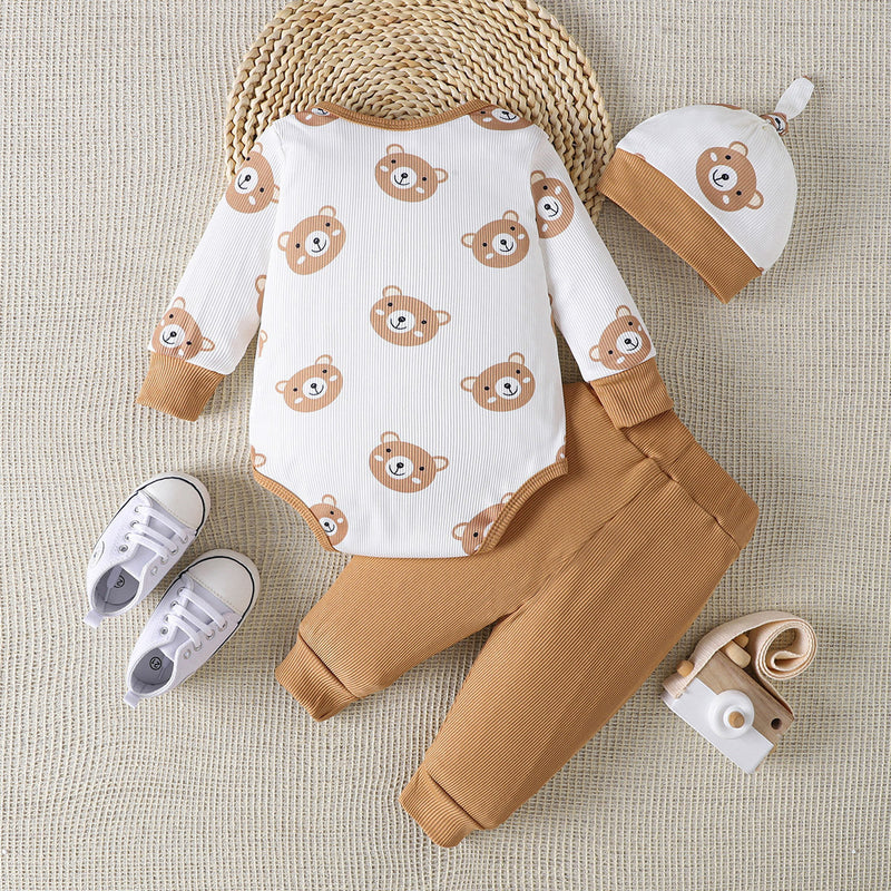 Cuddly Comfort: Bear Bodysuit and Joggers Set at Burkesgarb