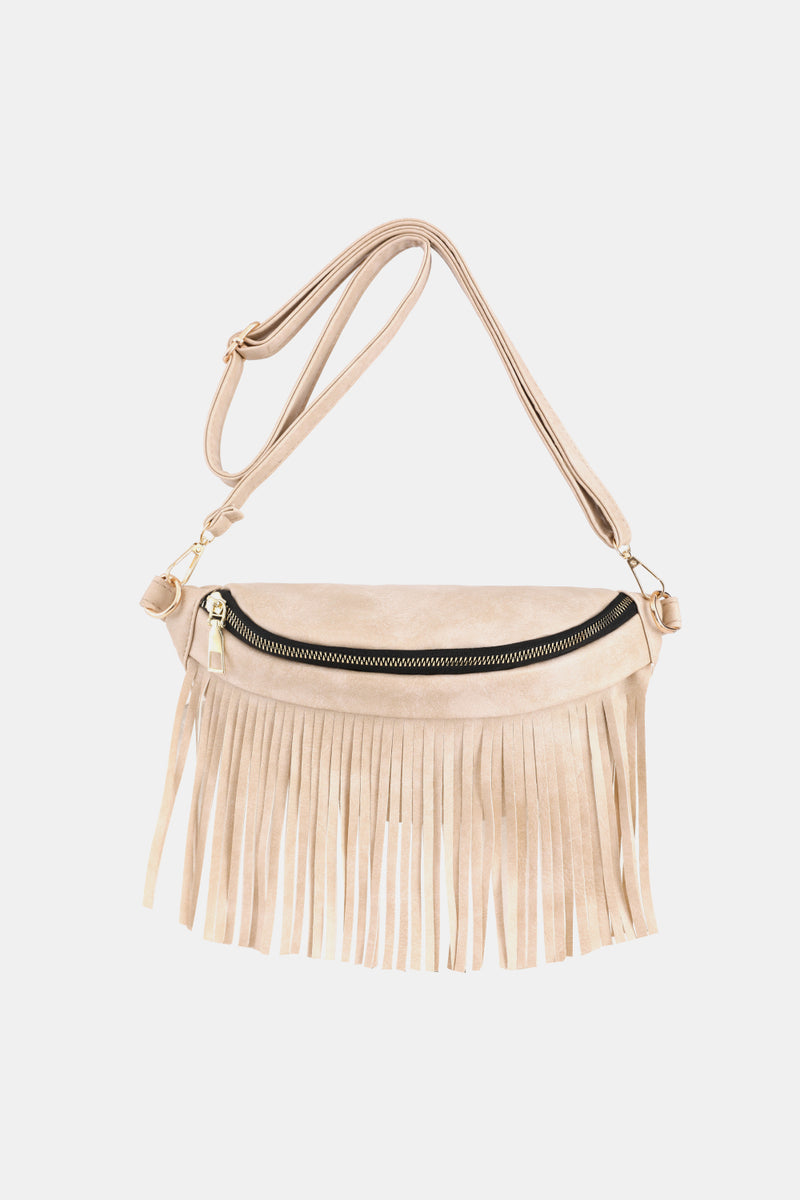 Add a Touch of Boho Chic to Your Outfits with the Fringed Leather Sling Bag at Burkesgarb