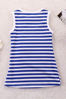 Vibrant and Playful: Girls Rainbow Design Striped Sleeveless Dress at Burkesgarb