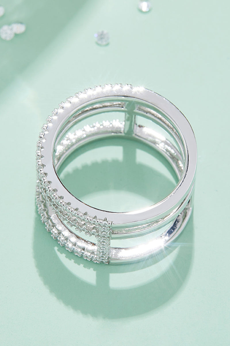 Modern Elegance: Moissanite Cutout Wide Ring at Burkesgarb