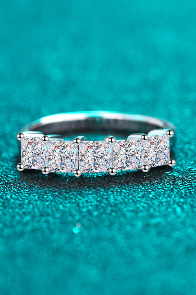 Radiant Brilliance: 2 Carat Moissanite Rhodium-Plated Ring at Burkesgarb