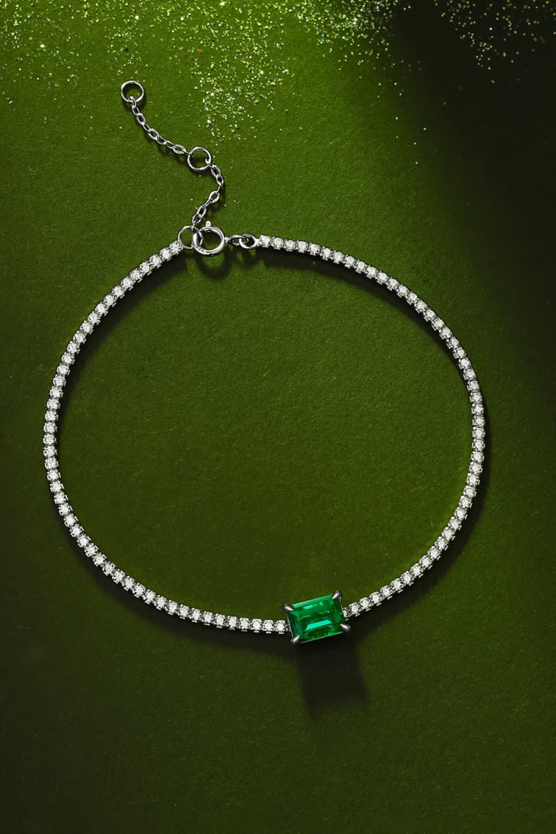 Elegant 1 Carat Lab-Grown Emerald Bracelet at Burkesgarb