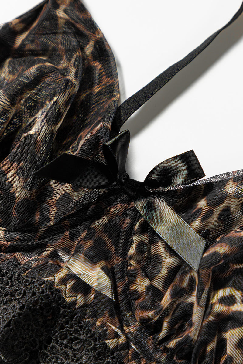 Leopard Spliced Lace Lingerie Set: Unleash Your Wild Side