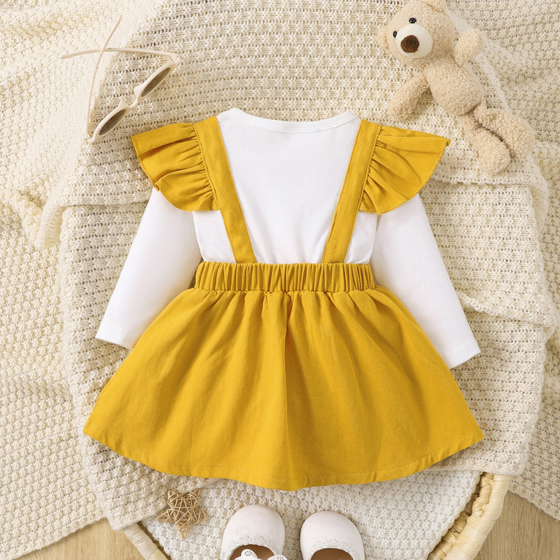 Adorable and Stylish: Bow Tie Skirt Bear Detail Round Neck Dress at Burkesgarb