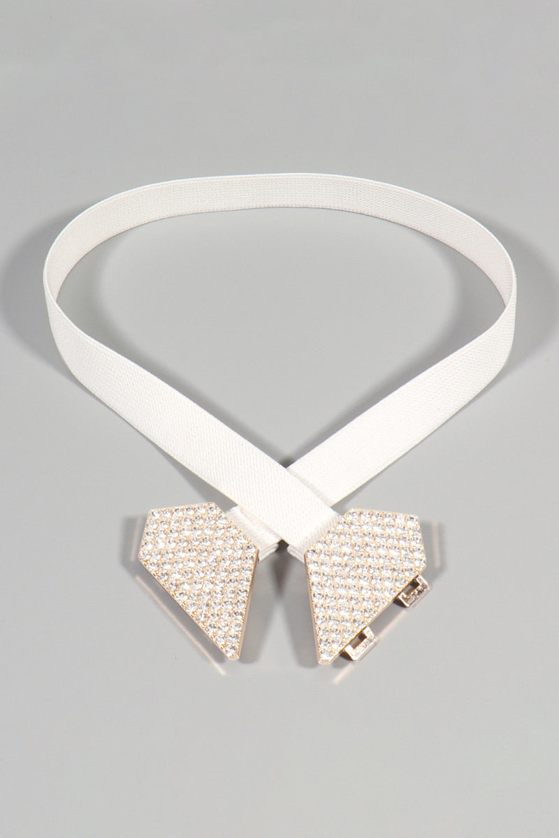 Sparkle and Style with the Rhinestone Heart Buckle Elastic Belt from Burkesgarb