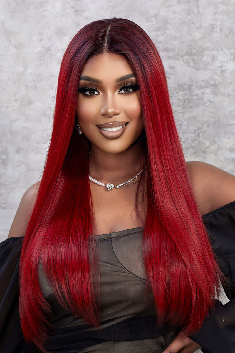 Achieve Sleek Perfection with the 13*2" Lace Front Wigs Synthetic Straight 26" 150% Density