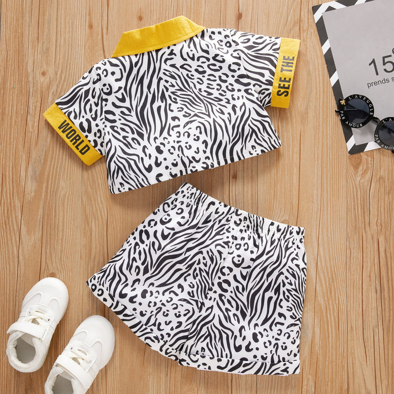 Wild and Stylish: Zebra Design Shirt and Shorts Set at Burkesgarb