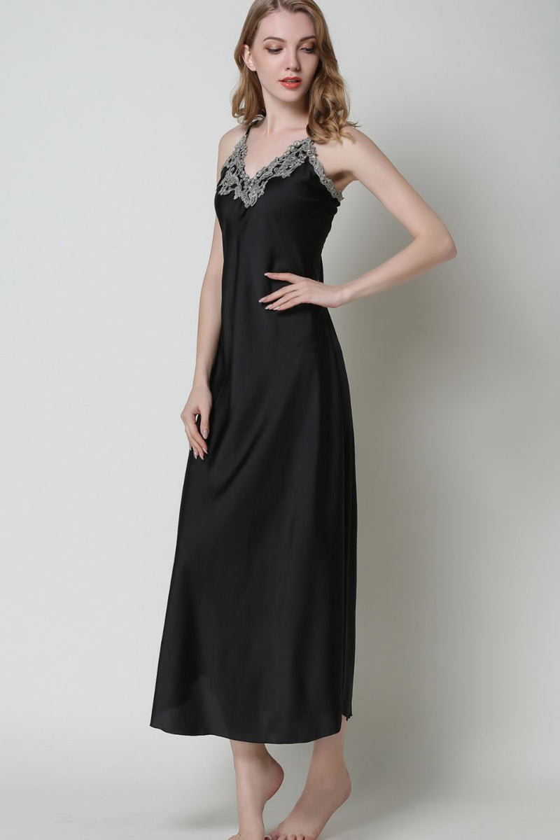 "Luxurious Comfort: Full Size Satin Night Dress at Burkesgarb