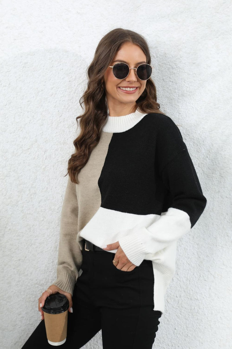 Cozy Elegance: Crewneck Drop Shoulder Sweater for Effortless Style