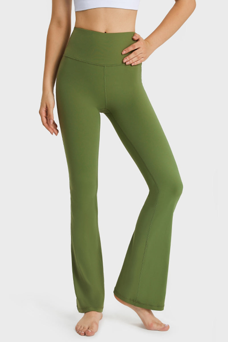 Stay Flexible and Stylish with Elastic Waist Flare Yoga Pants at Burkesgarb