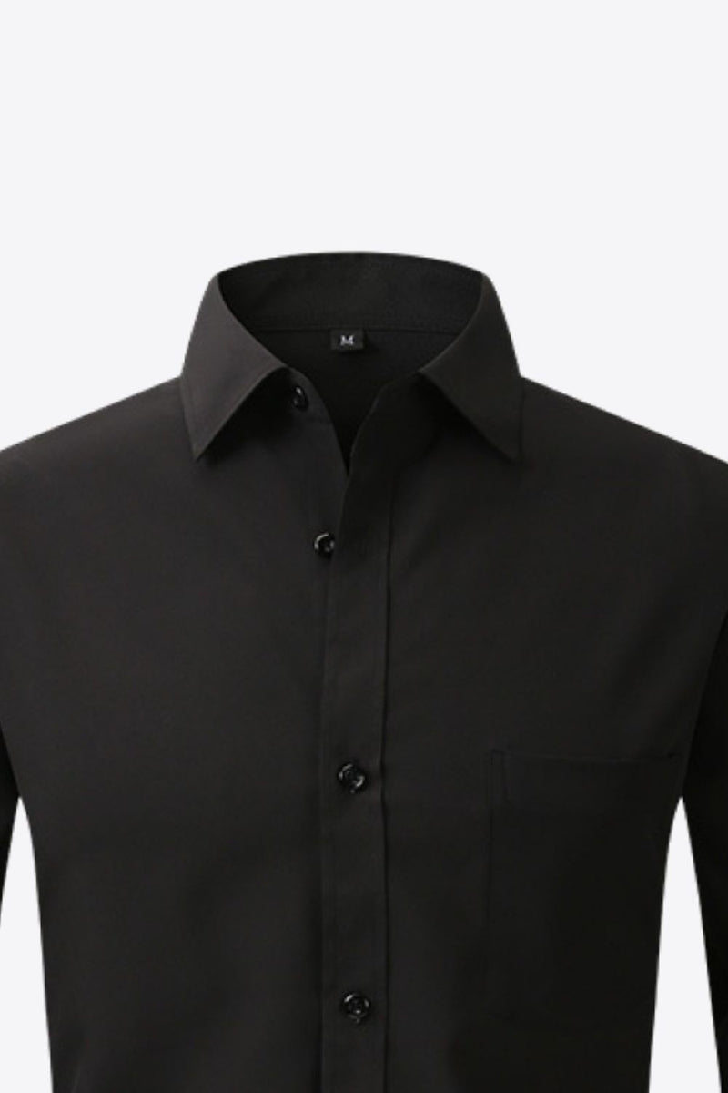 Classic and Versatile: Collared Long-Sleeve Pocket Shirt for Effortless Style