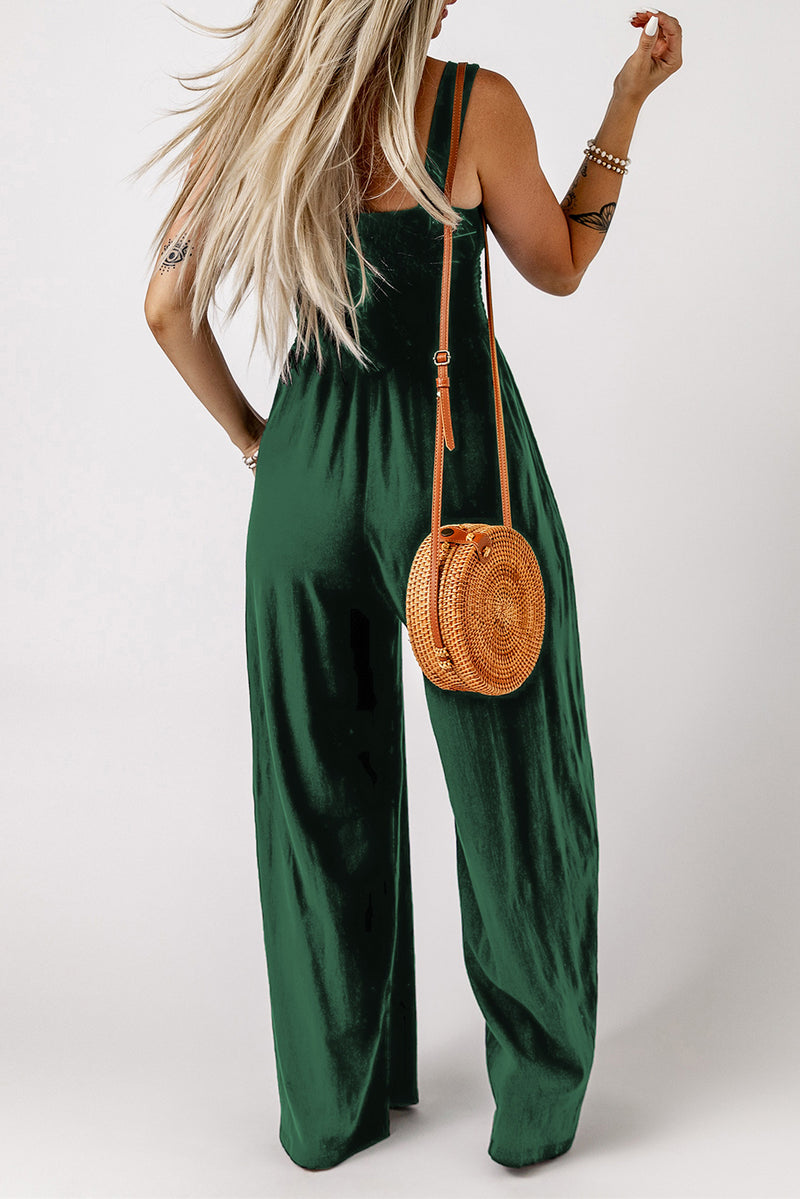 Effortlessly Chic: Square Neck Wide Leg Jumpsuit with Pockets