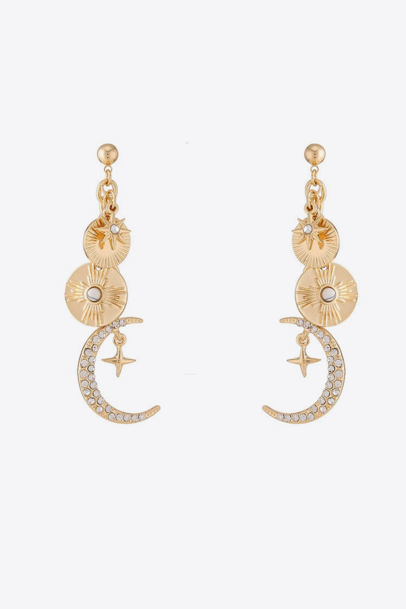 Shine Bright with Rhinestone Moon Dangle Earrings - Shop Now for Celestial Glam!