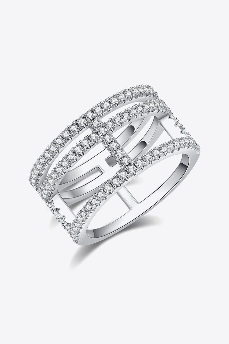 Modern Elegance: Moissanite Cutout Wide Ring at Burkesgarb