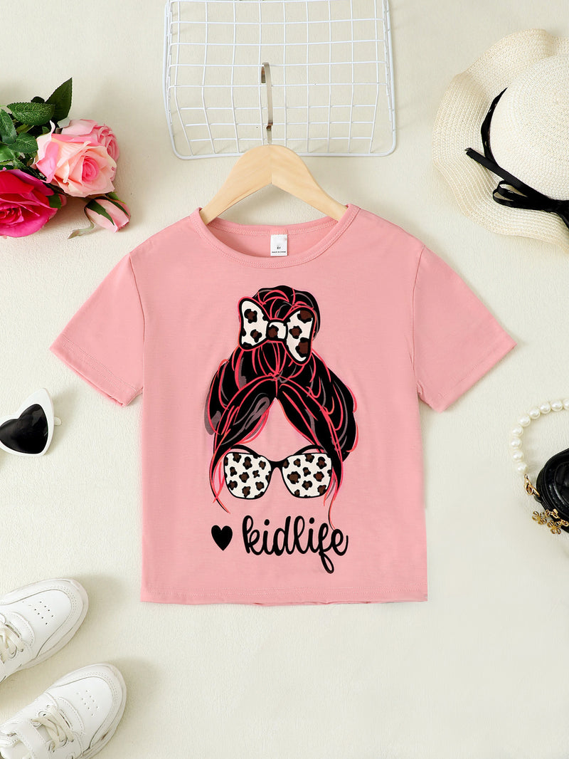 "Fun and Playful: Girls Graphic Short Sleeve Tee by Burkesgarb | Expressive and Stylish for Young Fashionistas"