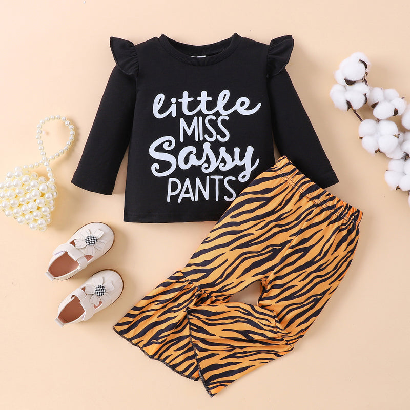 Baby Girl Graphic Top and Flare Pants Set: Adorable Style for Your Little Fashionista at Burkesgarb