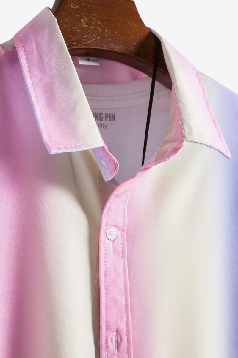 "Burkesgarb Tie-Dye Button-Up Short Sleeve Shirt - Vibrant and Stylish Summer Fashion"