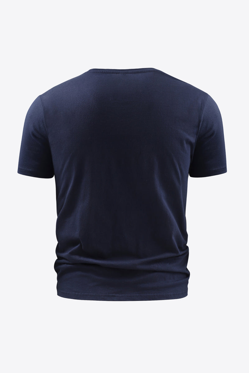 "Classic and Comfortable: Round Neck Short Sleeve Cotton T-Shirt by Burkesgarb | Essential Men's Casual Wear"