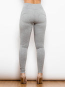 Sculpt Your Style with Full Size Zip Detail High Waist Leggings at Burkesgarb