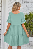 Flirty and Feminine: V-Neck Flounce Sleeve Tiered Dress at Burkesgarb