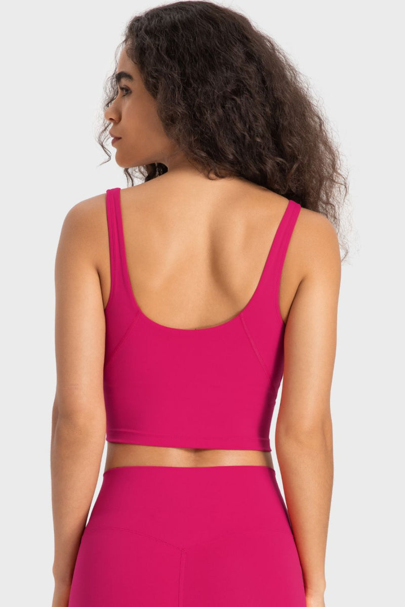 Enhance Your Workout Style with the Deep V-Neck Crop Sports Bra at Burkesgarb