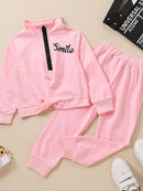 Kids SMILE Half Zip Sweatshirt and Joggers Set: Style and Comfort at Burkesgarb