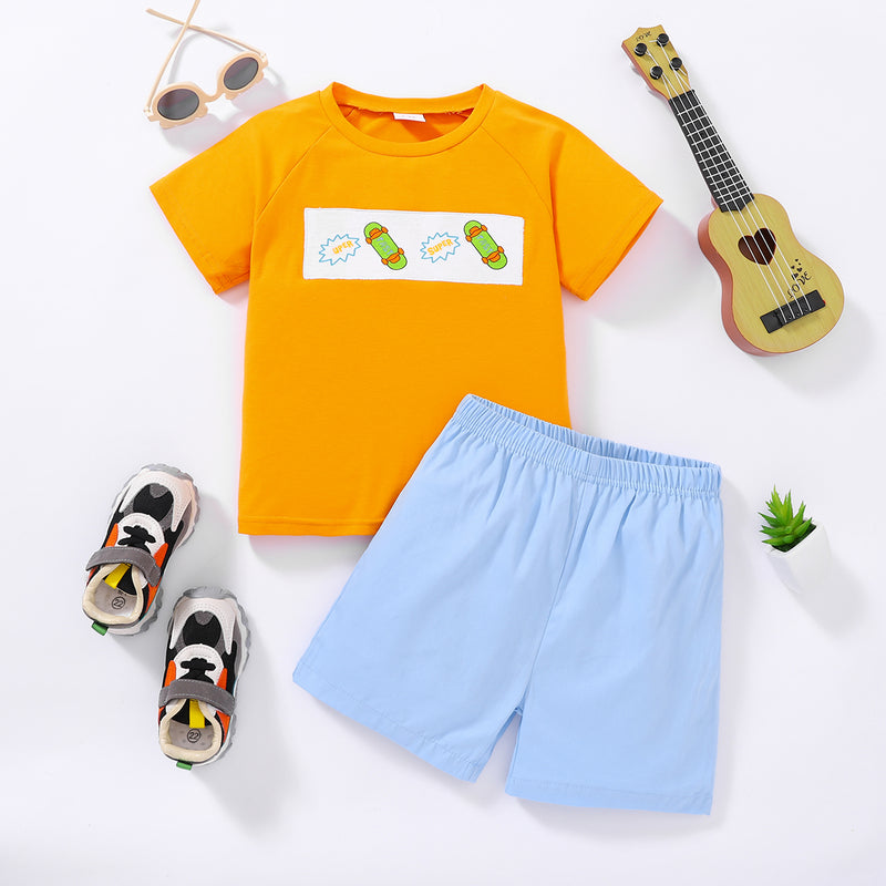 Playful Comfort: Kids Short Sleeve Tee and Shorts Set at Burkesgarb
