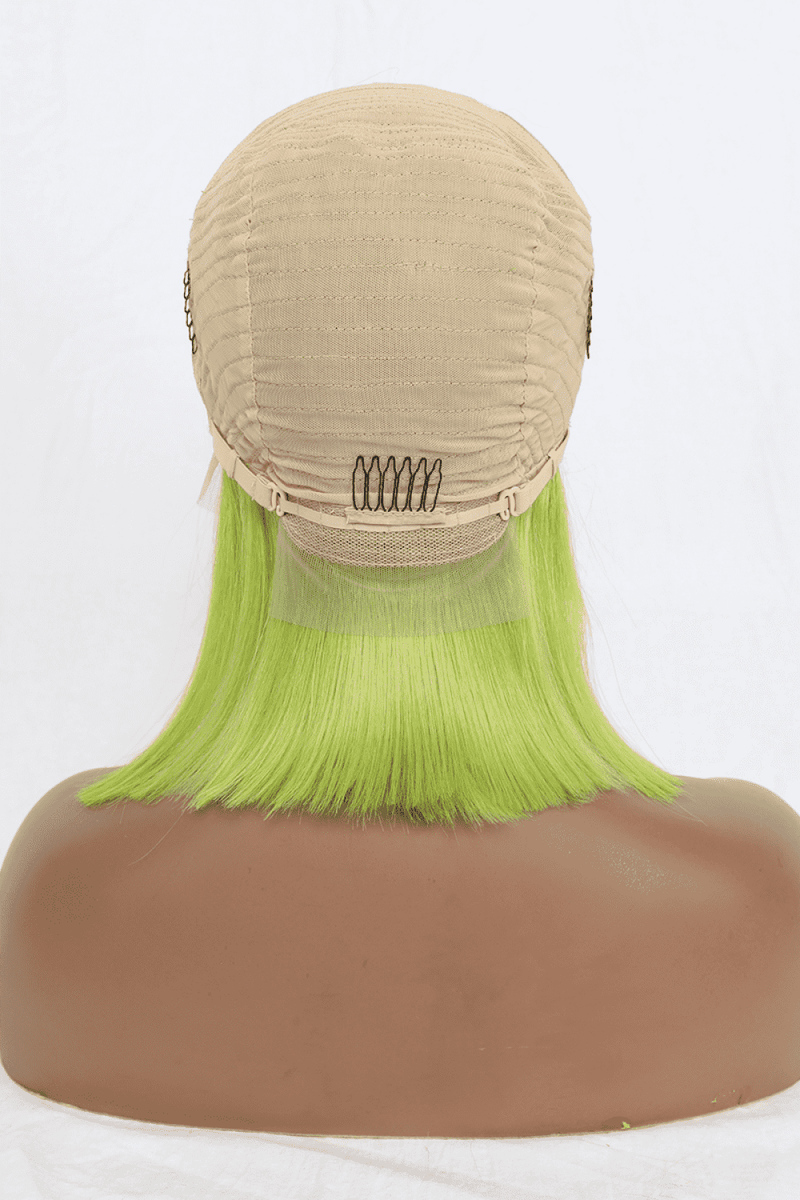 Stand out with Style: 12" 140g Lime Lace Front Wigs Human Hair, 150% Density