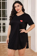 Uncompromising Comfort and Style: Plus Size Short Sleeve V-Neck Night Dress at Burkesgarb