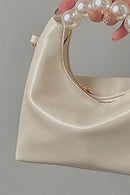 Luxurious Leather Pearl Handbag | Burkesgarb - Elegance in Every Detail