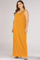 Elegance in Every Step: Plus Size Scoop Neck Maxi Tank Dress at Burkesgarb